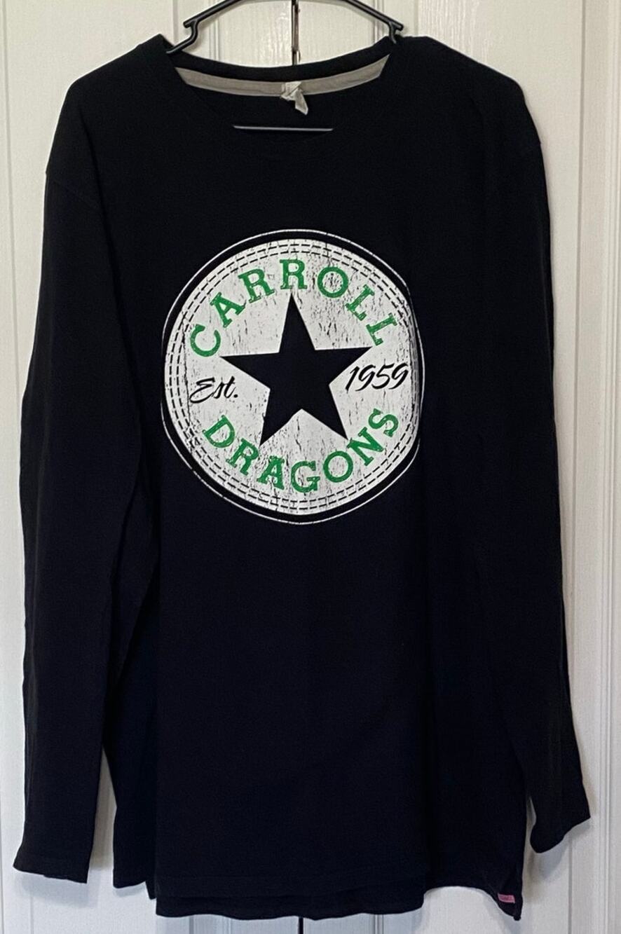 Carroll Dragons Long Sleeve Tee – Converse‑Style Logo Black XL 100% Cotton